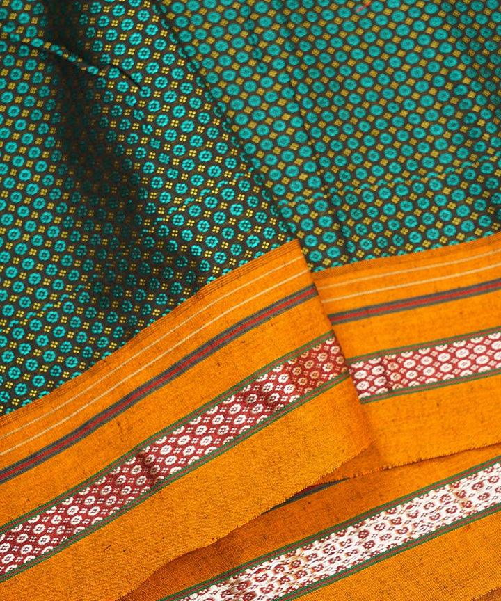 3m Green black hand woven cotton art silk khana kurta material