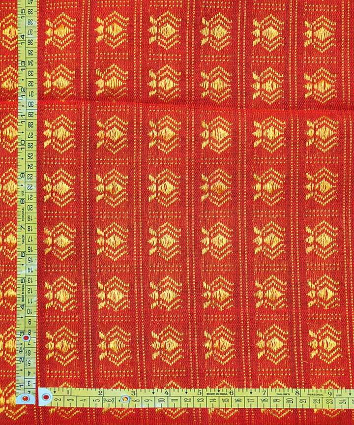 3m Yellow red handwoven cotton art silk khana kurta material
