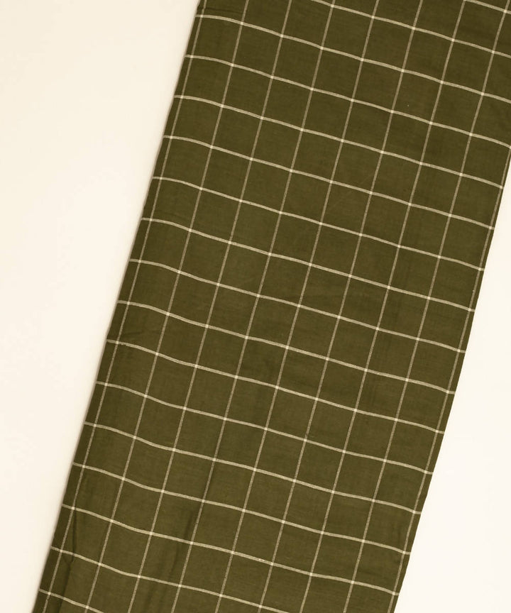 Handspun Handwoven Cotton Green Checks Fabric