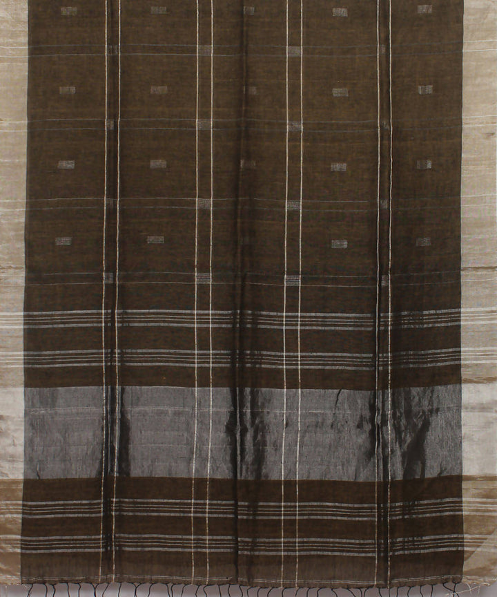 Bengal Handloom Bronze Brown Linen Saree