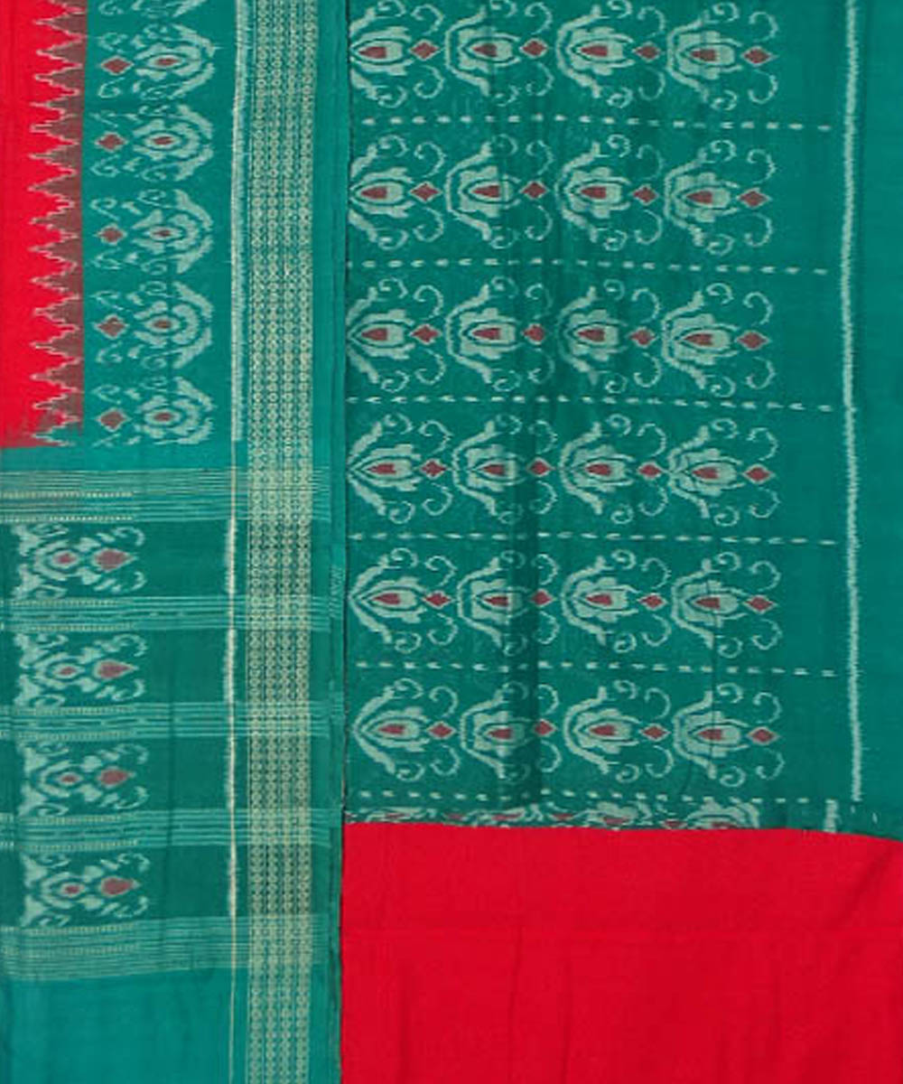 3pc Green red handwoven sambalpuri ikat cotton dress material
