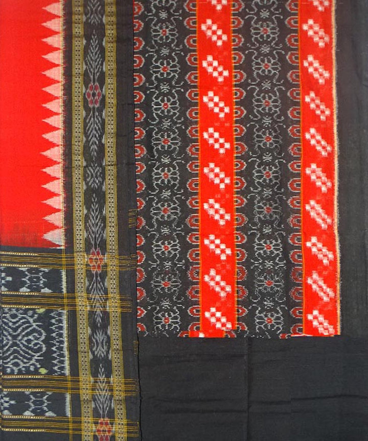 3pc Black red sambalpuri handloom ikat cotton dress material