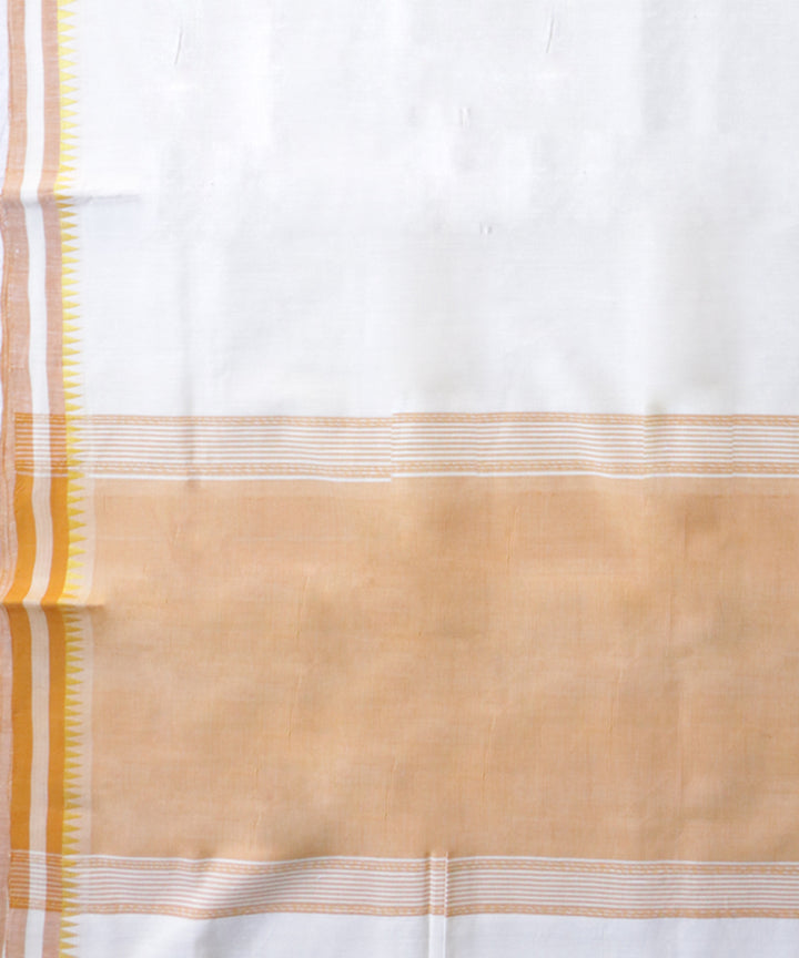 Off white orange handwoven cotton rajahmundry saree