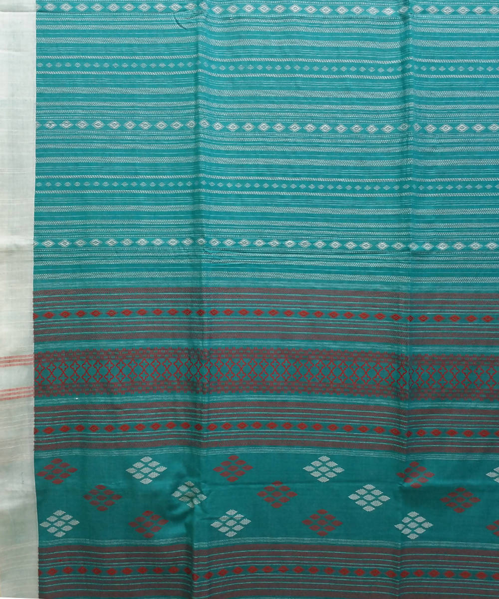 Bengal handspun handwoven cotton spring green saree