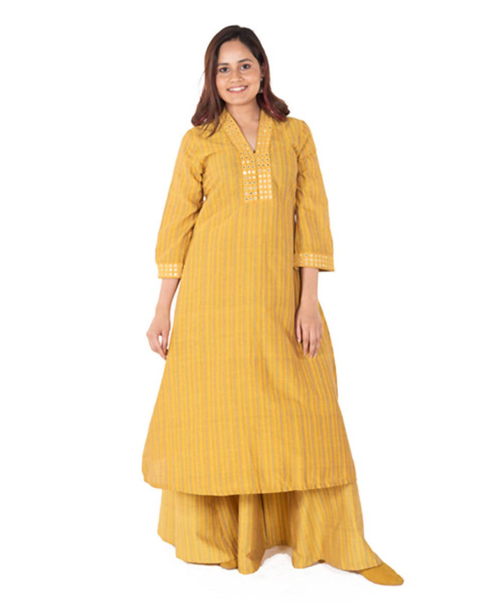 Yellow stripe rabari embroidery
cotton kurta