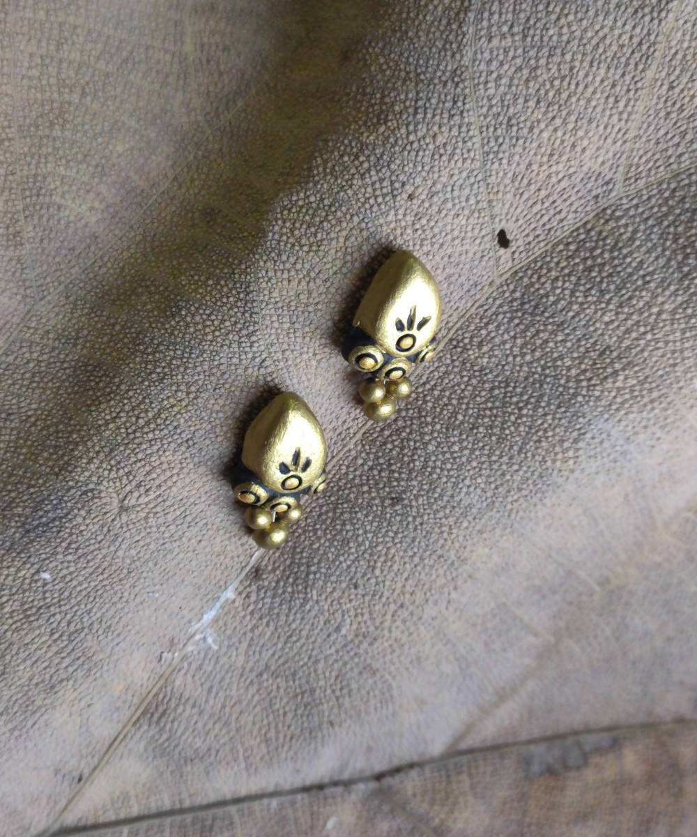handcrafted earthen golden clay earring studs