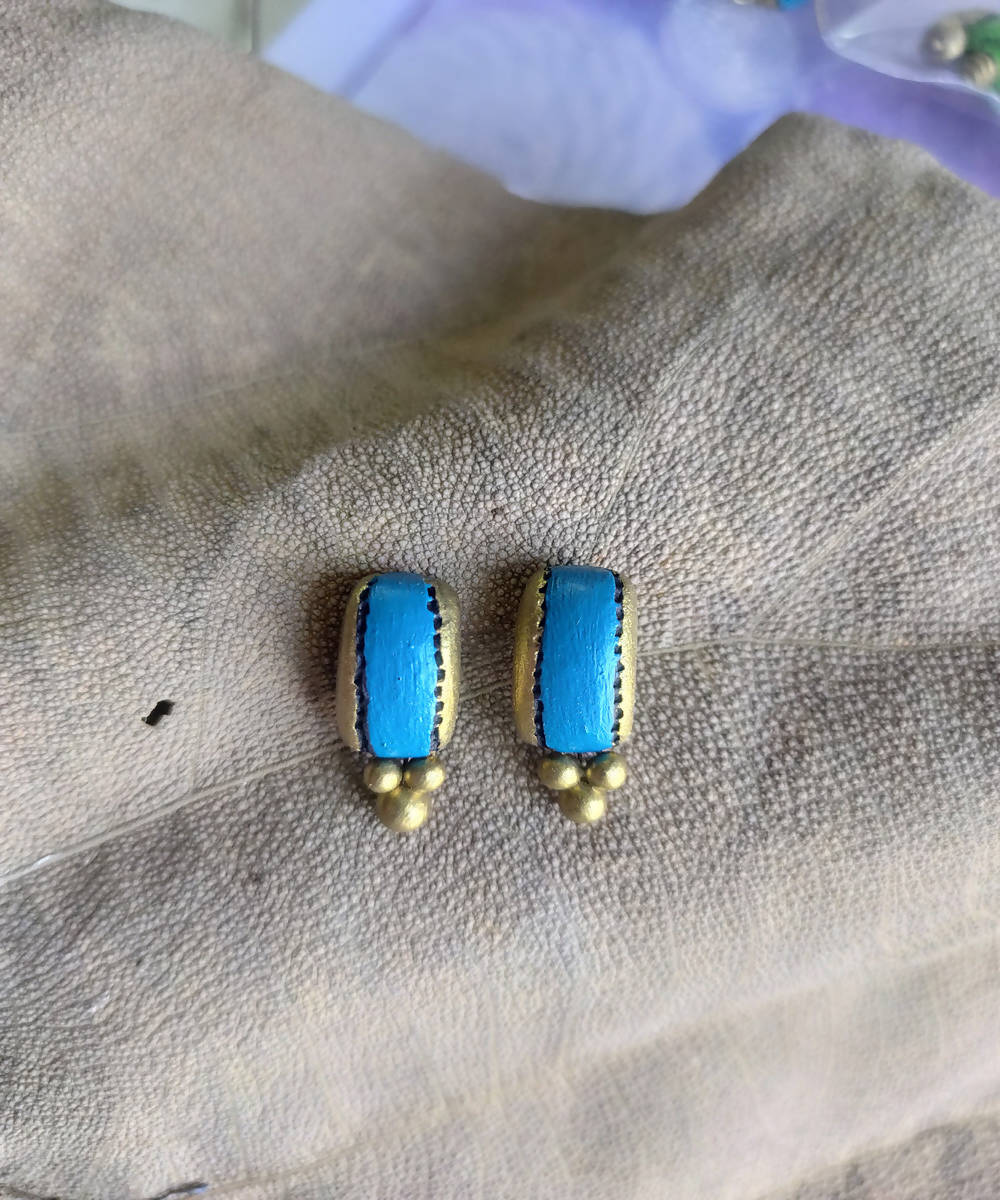 handcrafted earthen blue clay earring studs