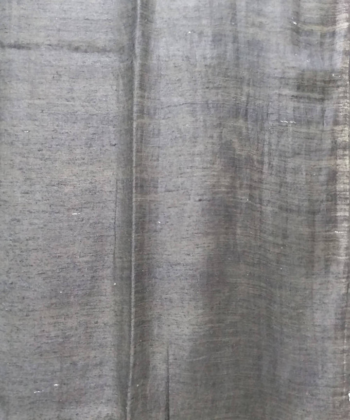 Handwoven bengal shibori silk grey and black saree