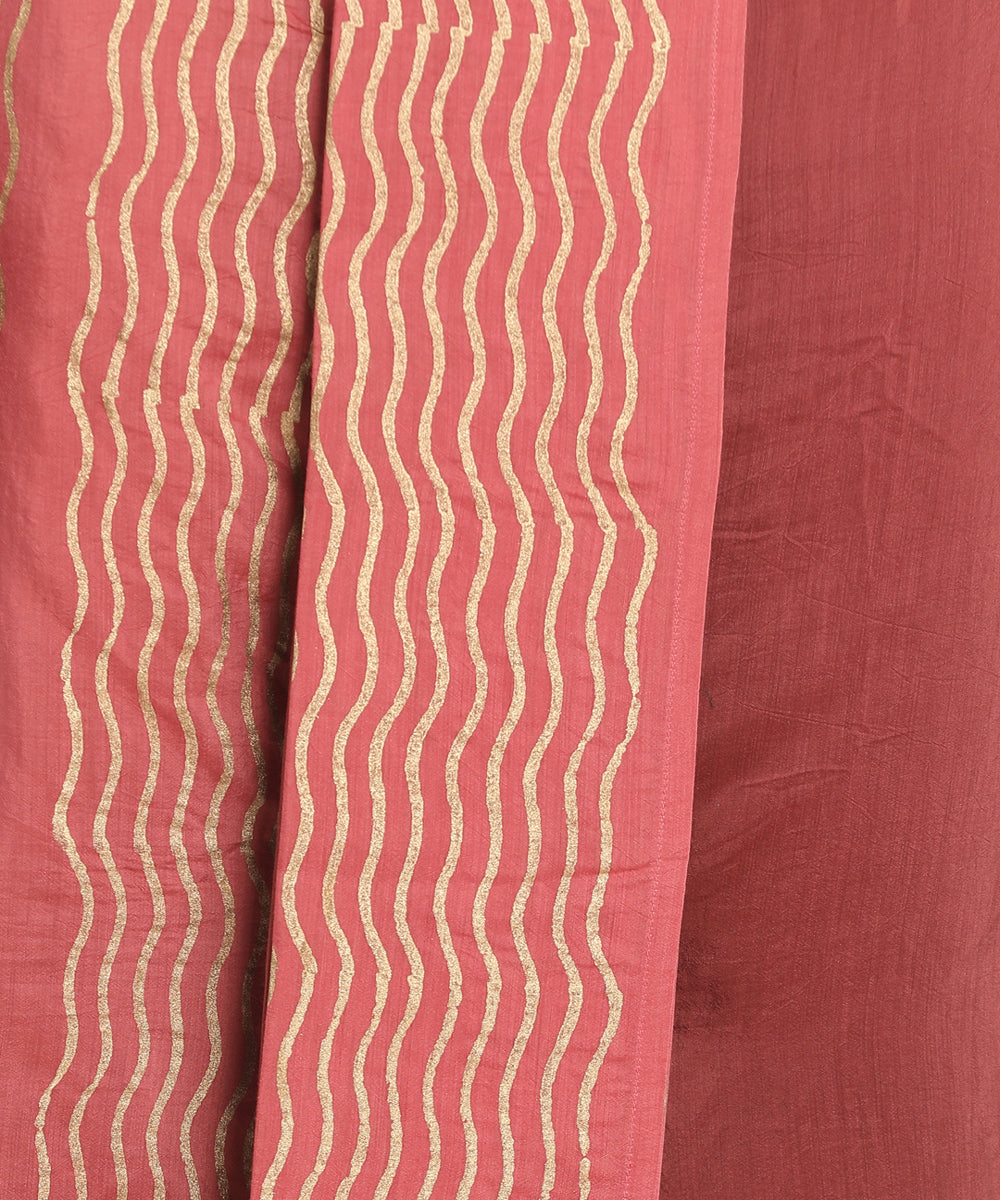 Maroon cotton silk handblock print ready to wear stitched dhoti