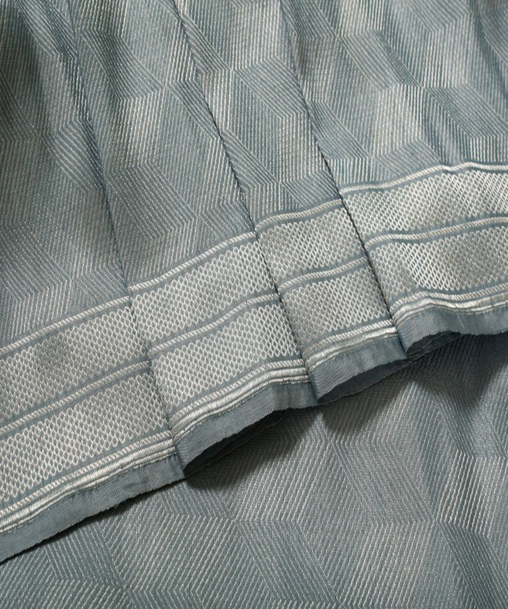 Grey handwoven phekwa buti cotton silk banarasi fabric