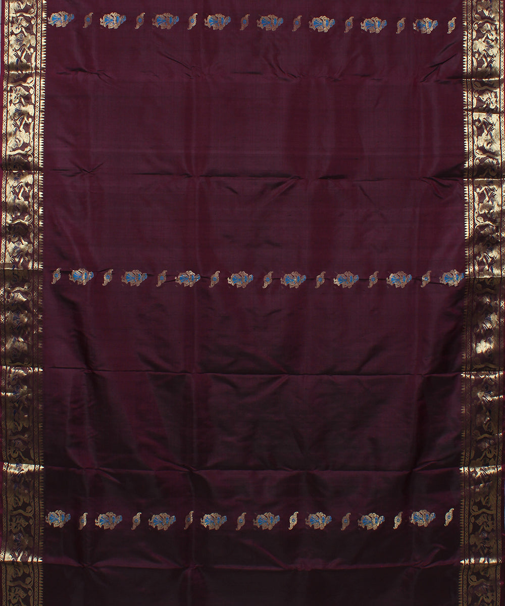 Violet purple handwoven silk swarnachari baluchari saree