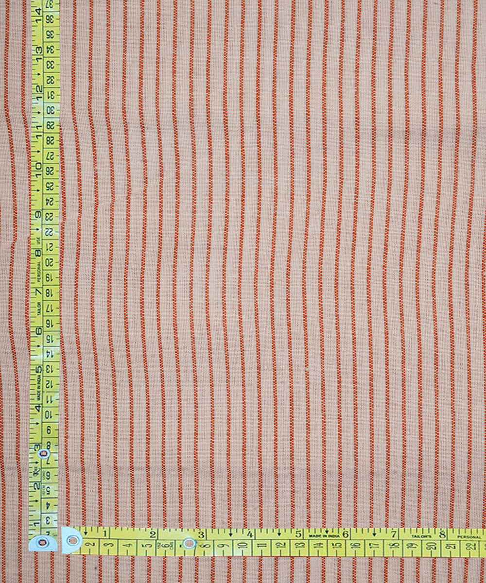 2.6m Offwhite orange stripes handspun handwoven bengal cotton fabric