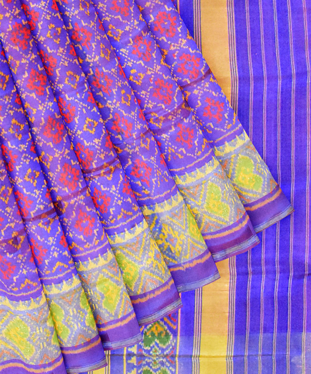 Lavender and pink silk handwoven patola ikat saree