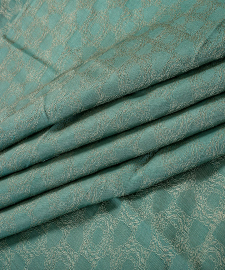 Sky blue hand woven cotton silk banarasi fabric