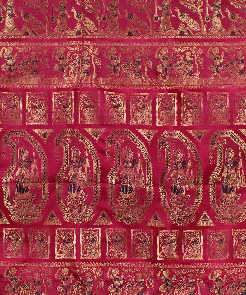 Rani pink handwoven silk baluchari saree