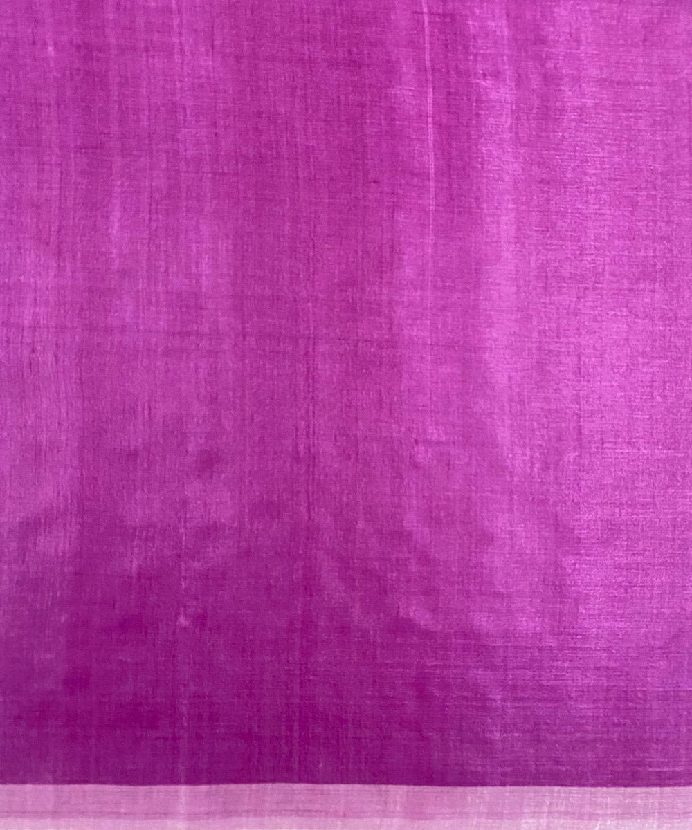 Rani pink handwoven extra weft tussar silk saree