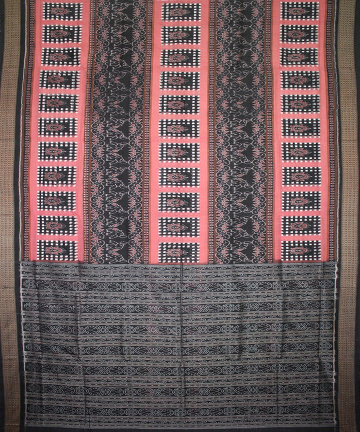 Handwoven Pasapalli Cotton Saree in Fuzzy Wuzzy and Black