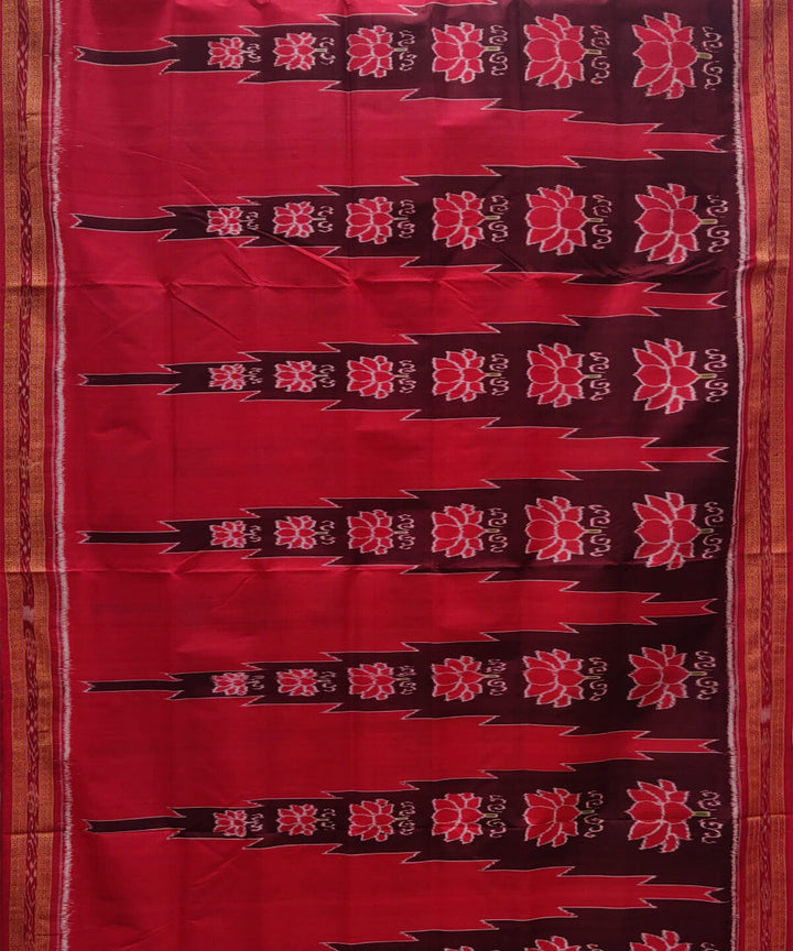 Red black silk handwoven khandua saree