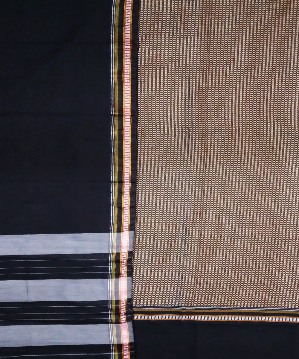 Brown black handwoven cotton art silk khun suit set