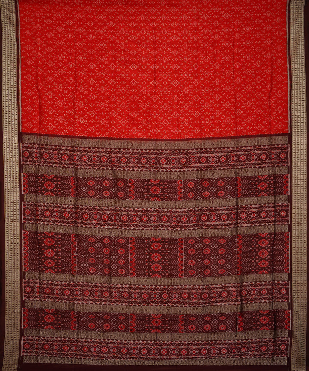 Red maroon silk handloom sambalpuri saree