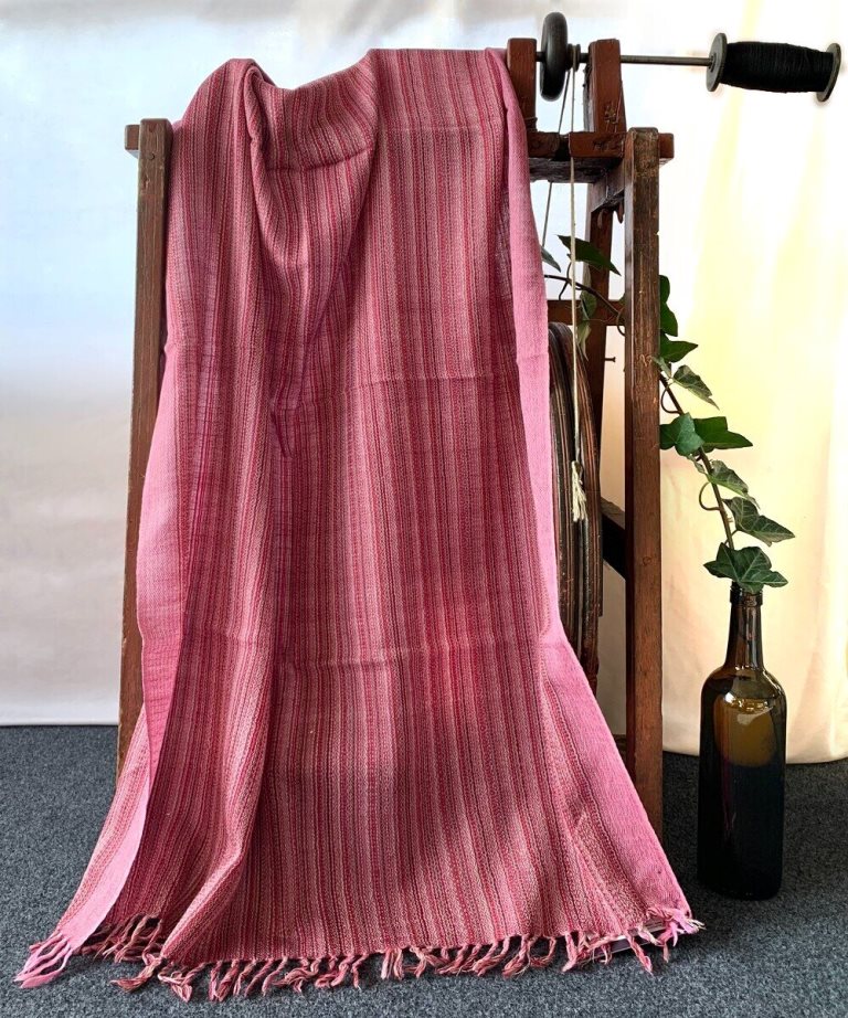 Fuchsia pink handwoven woolen stole