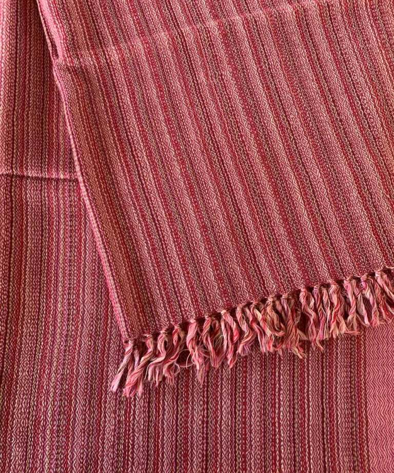 Fuchsia pink handwoven woolen stole