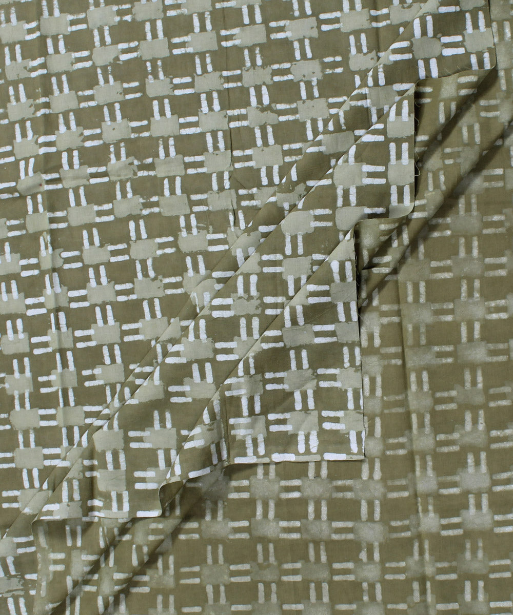 2.5m Olive green hand block print cotton kurta material