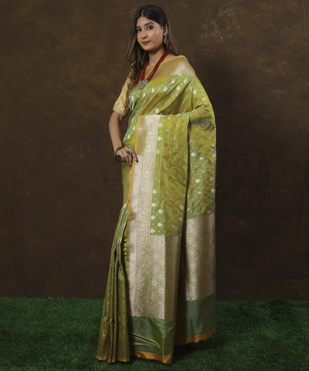Light green silk handloom banarasi saree