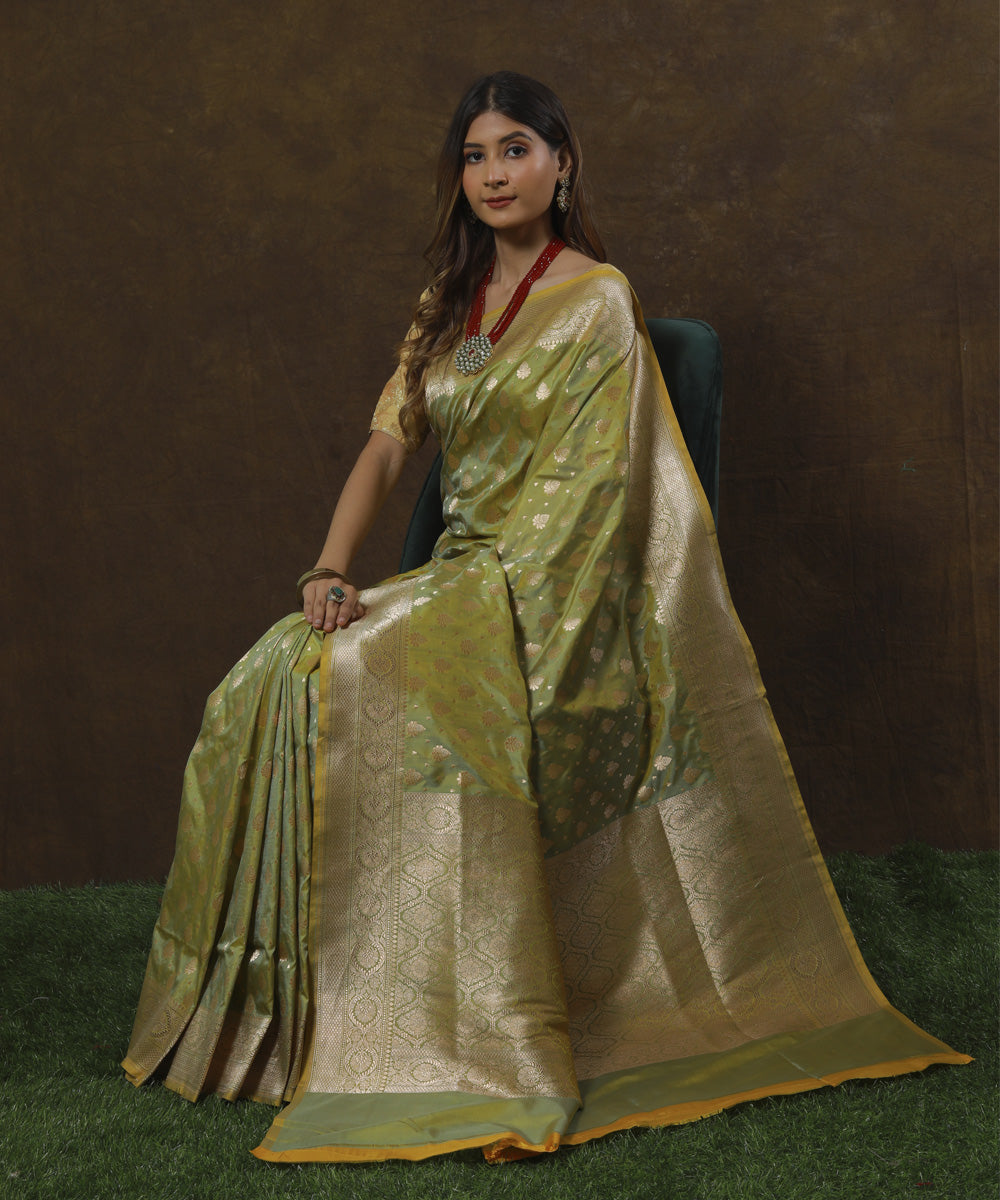 Light green silk handloom banarasi saree