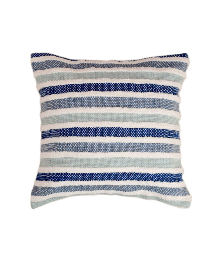 Blue white stripes handwoven cotton cushion cover