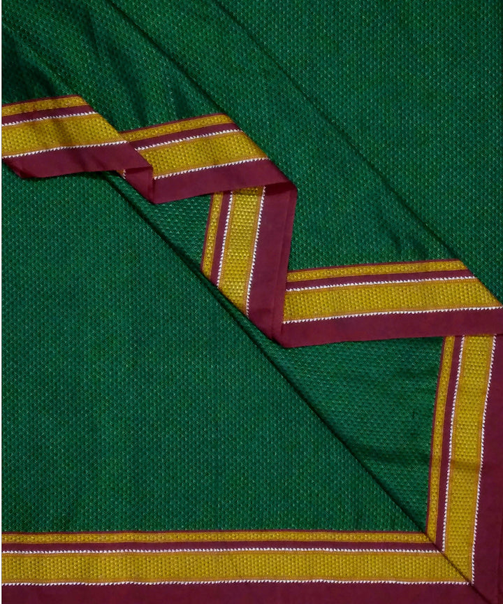 Forest green handwoven cotton art silk khun fabric