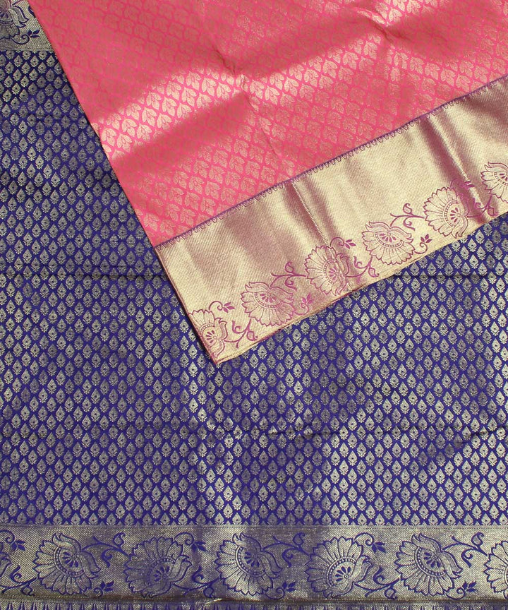 Pink purple handwoven karnataka brocade silk saree