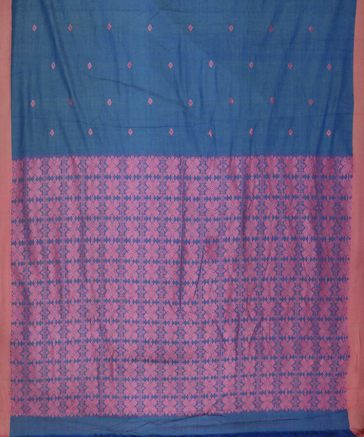Blue pink eri silk handwoven assam saree