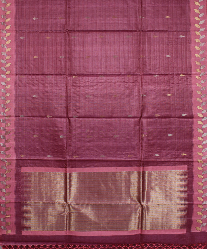 Maroon handwoven kosa tussar silk saree