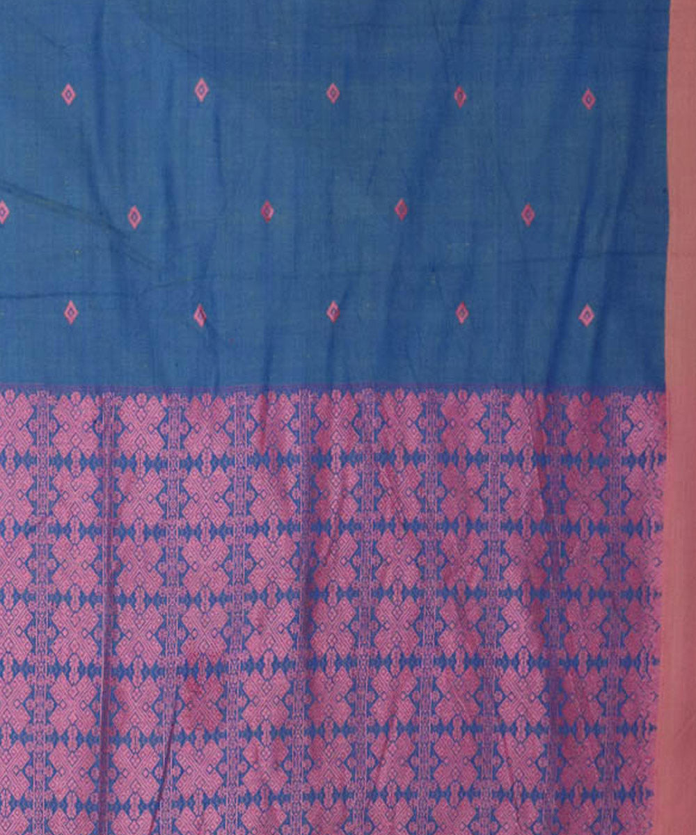 Blue pink eri silk handwoven assam saree