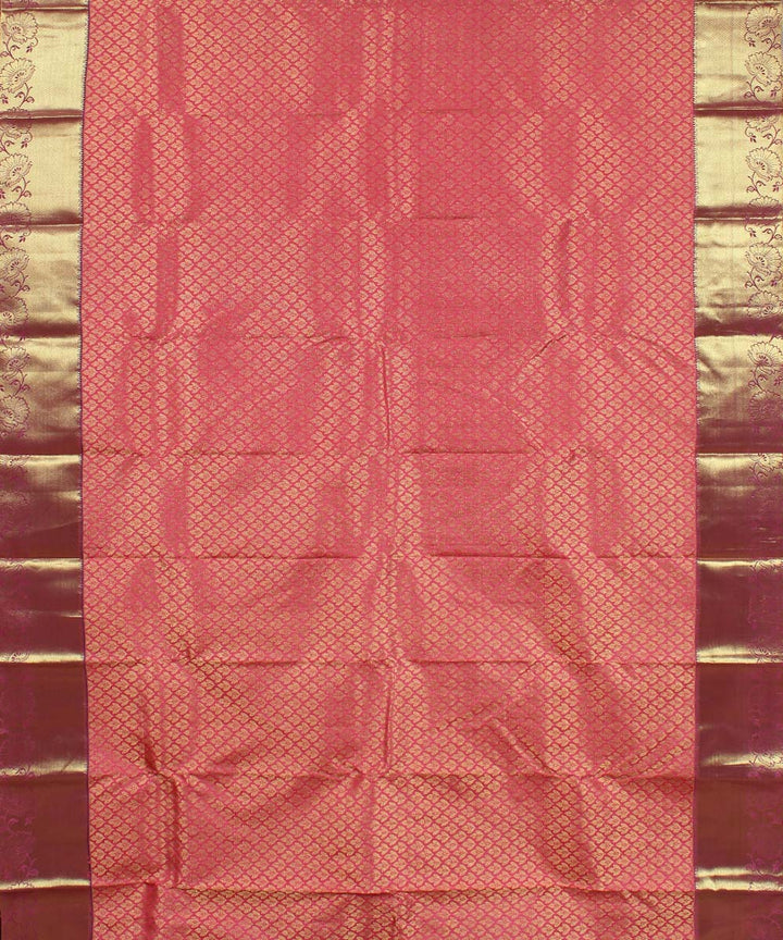 Pink purple handwoven karnataka brocade silk saree