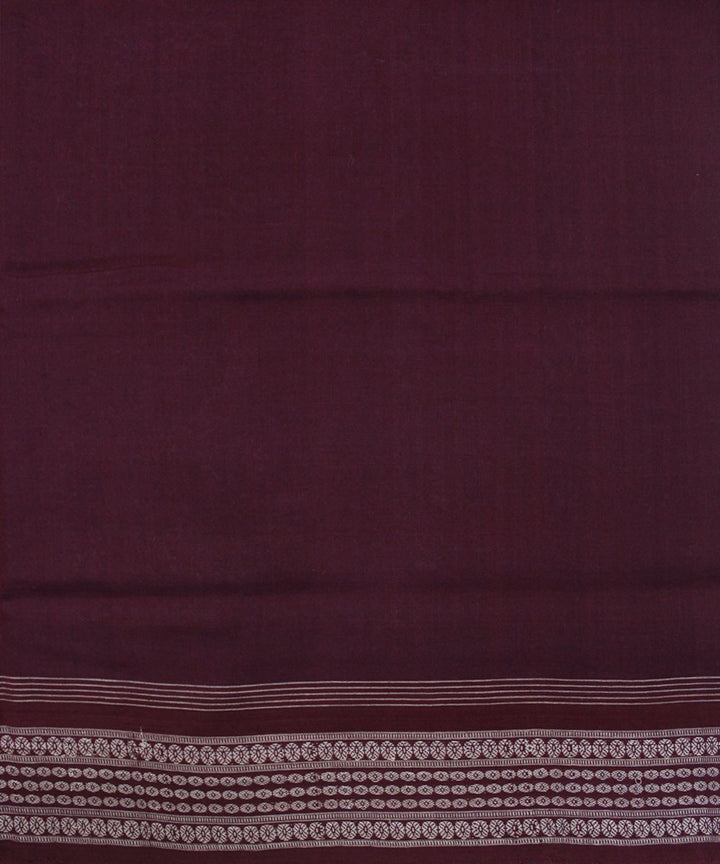 Handwoven Sambalpuri Ikat Cotton Saree in Offwhite and Maroon