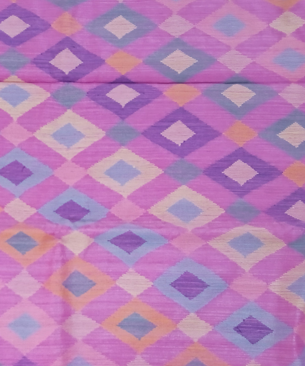Pink handwoven silk bengal jamdani saree