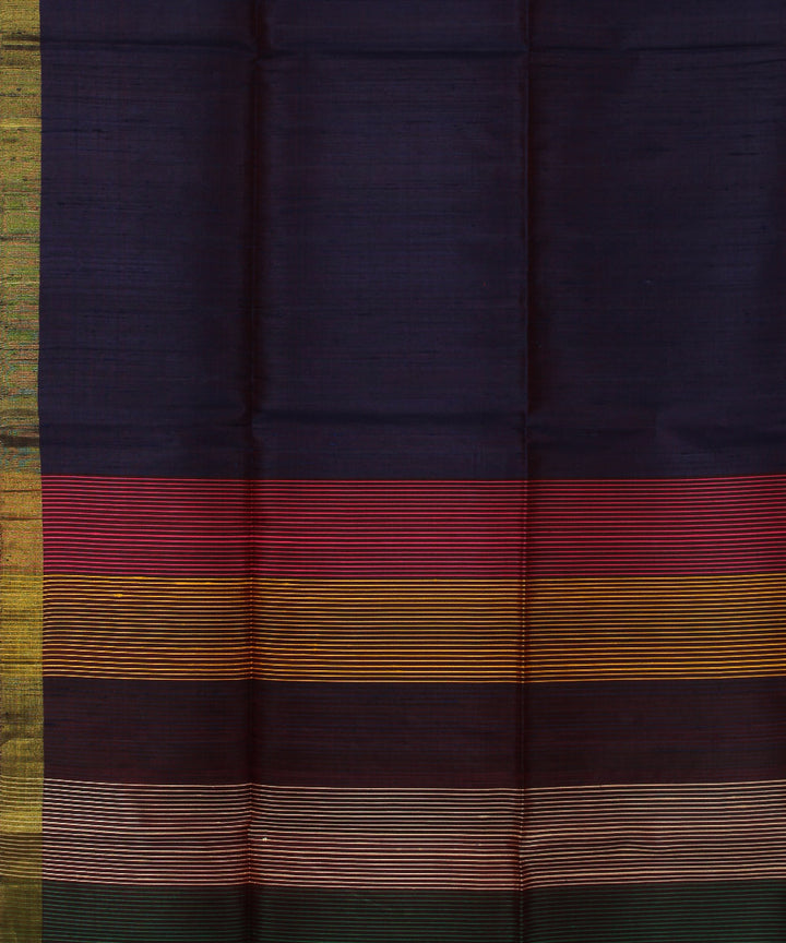 Violet multicolor stripes handwoven Karnataka silk saree