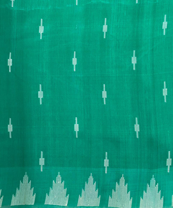 Green handwoven extra weft tussar silk saree