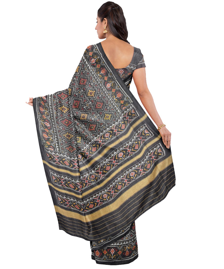 Black handloom cotton patola saree