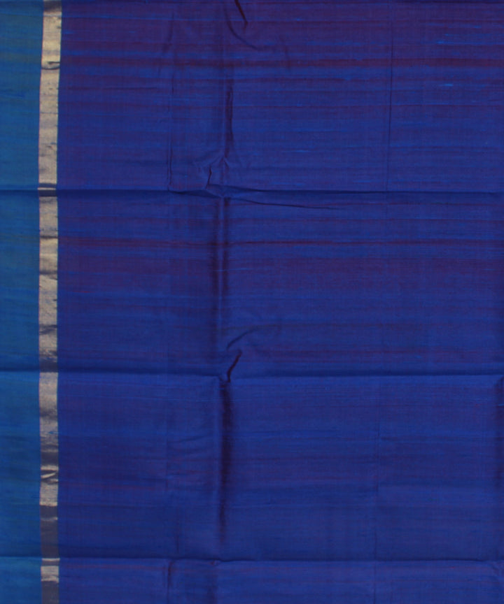 Red blue cotton handwoven karnataka raw silk saree