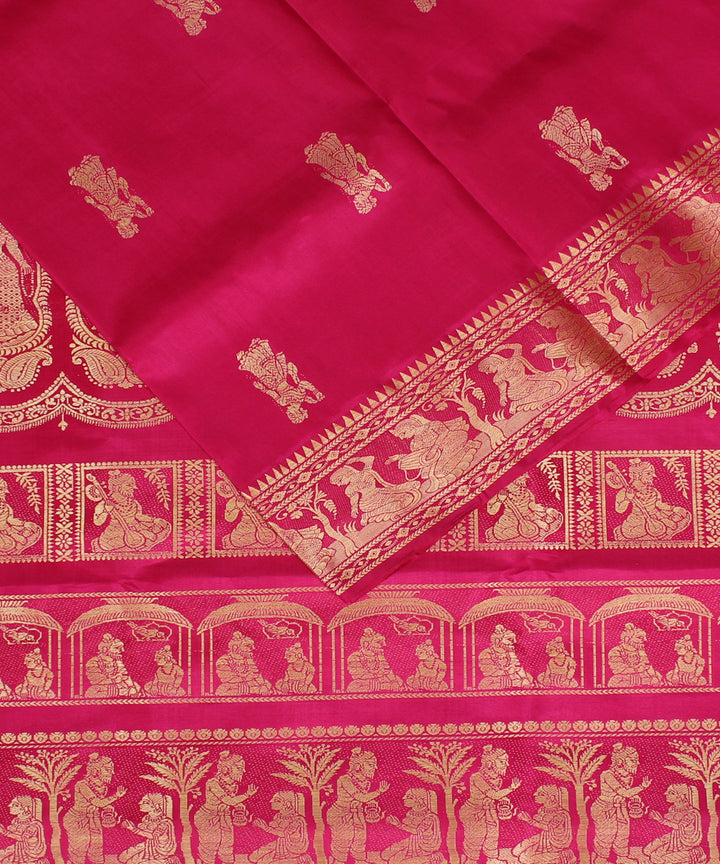 Rani pink handloom silk baluchari saree