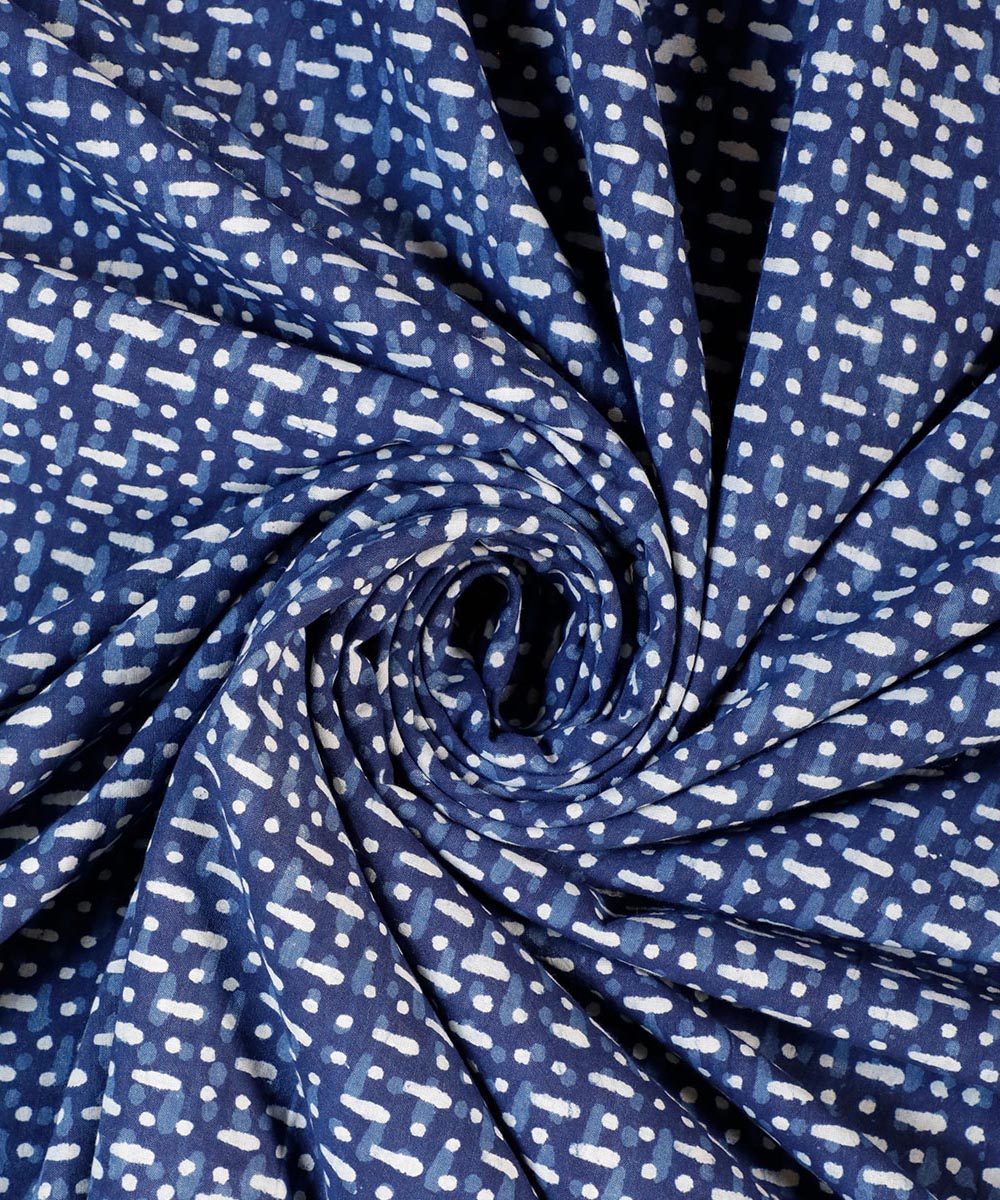 2.5m Blue indigo hand block print cotton kurta material