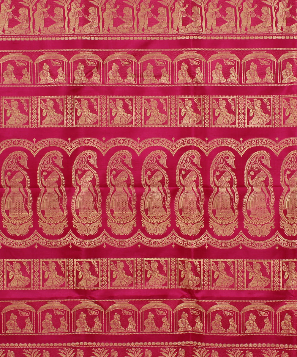 Rani pink handloom silk baluchari saree