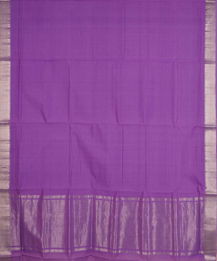 Lavender purple silver big border cotton handwoven mangalagiri saree