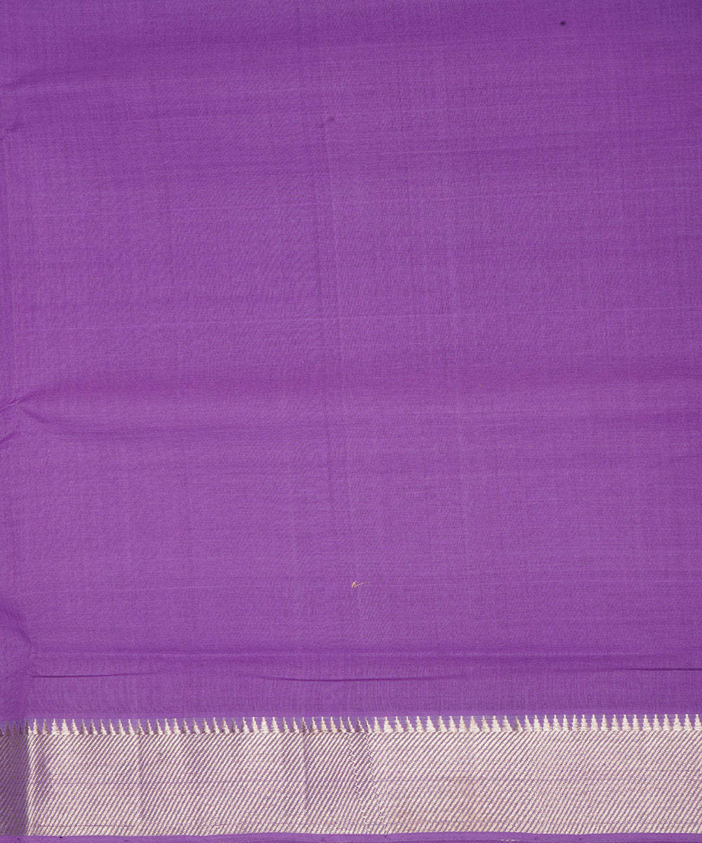 Lavender purple silver big border cotton handwoven mangalagiri saree