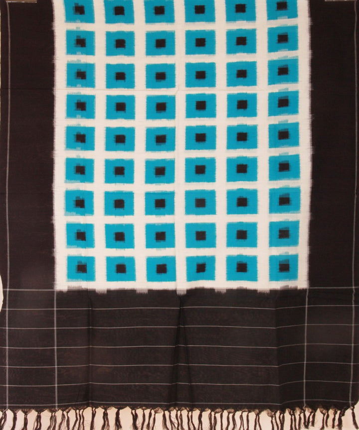 Blue and Black Handloom Ikat Cotton Duppata