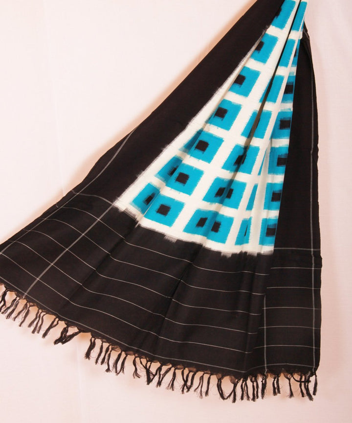 Blue and Black Handloom Ikat Cotton Duppata