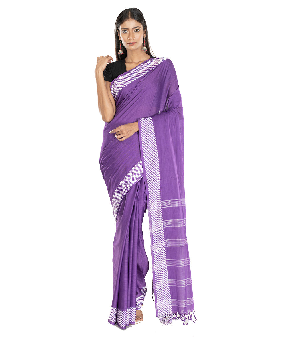 Purple handloom tangail bengal cotton saree